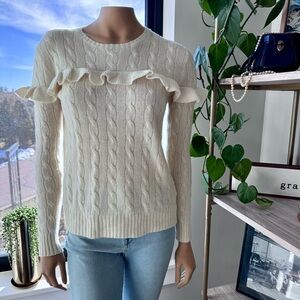 Polo Ralph Lauren, Ruffled Italian Wool & Cashmere Blend Cable Knit Sweater, M